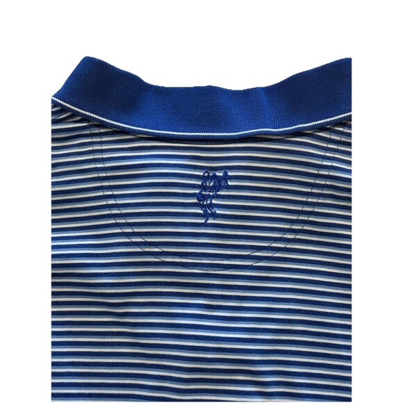 Ashworth Men’s Polyester Short Sleeve Golf Polo Shirt Blue White Stripe Size XL - Picture 9 of 9